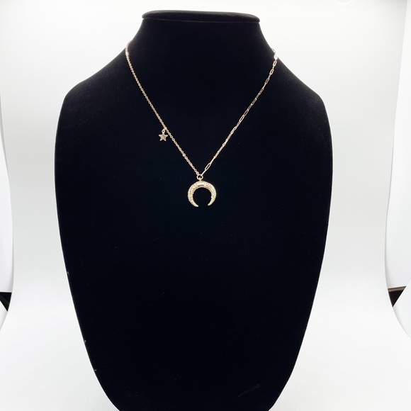 New Moon Star Rhinestone Choker Necklace - Picture 1 of 8